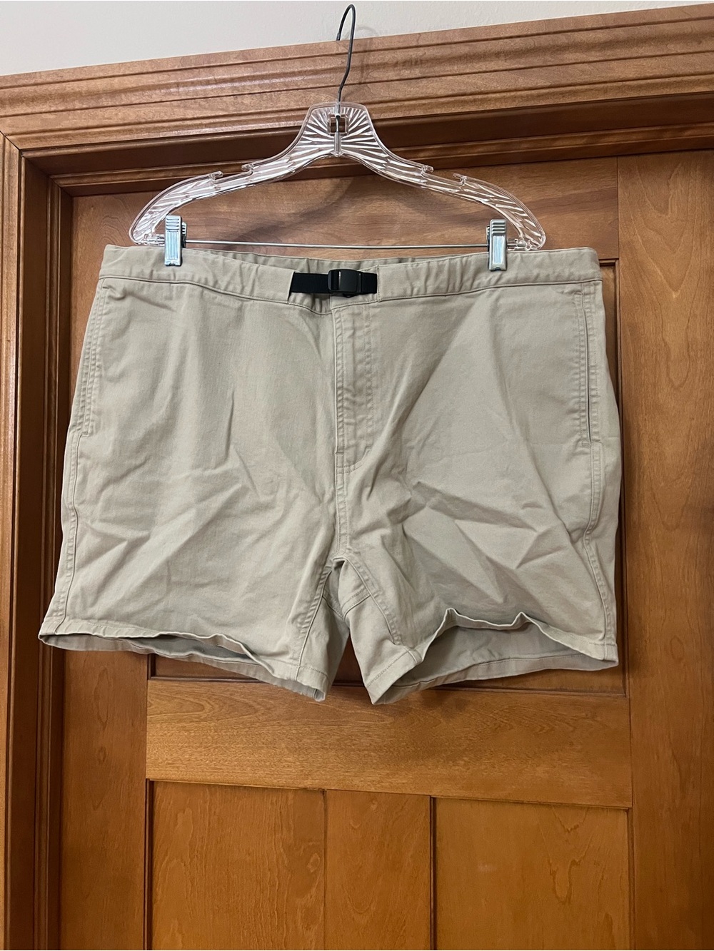 Bearded Goat Boundless Canvas Shorts Mens XL Khaki Cotton Spandex